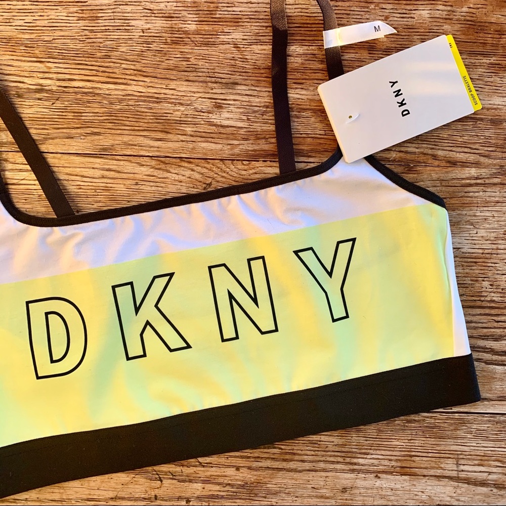 CLEARANCE DKNY Scoop Bralette—Seamless, Yellow Logo - Picture 2 of 7